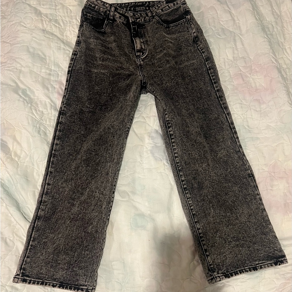 SHEIN EZwear High Waist Straight Leg Baggy Jeans Sz Large Charcoal - Picture 2 of 5